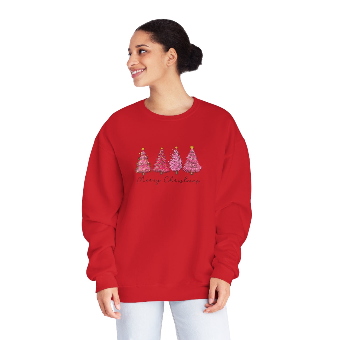 Pink Christmas Trees Crewneck Sweatshirt
