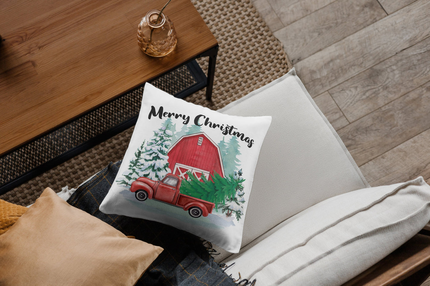 Merry Christmas Country Winter Pillow