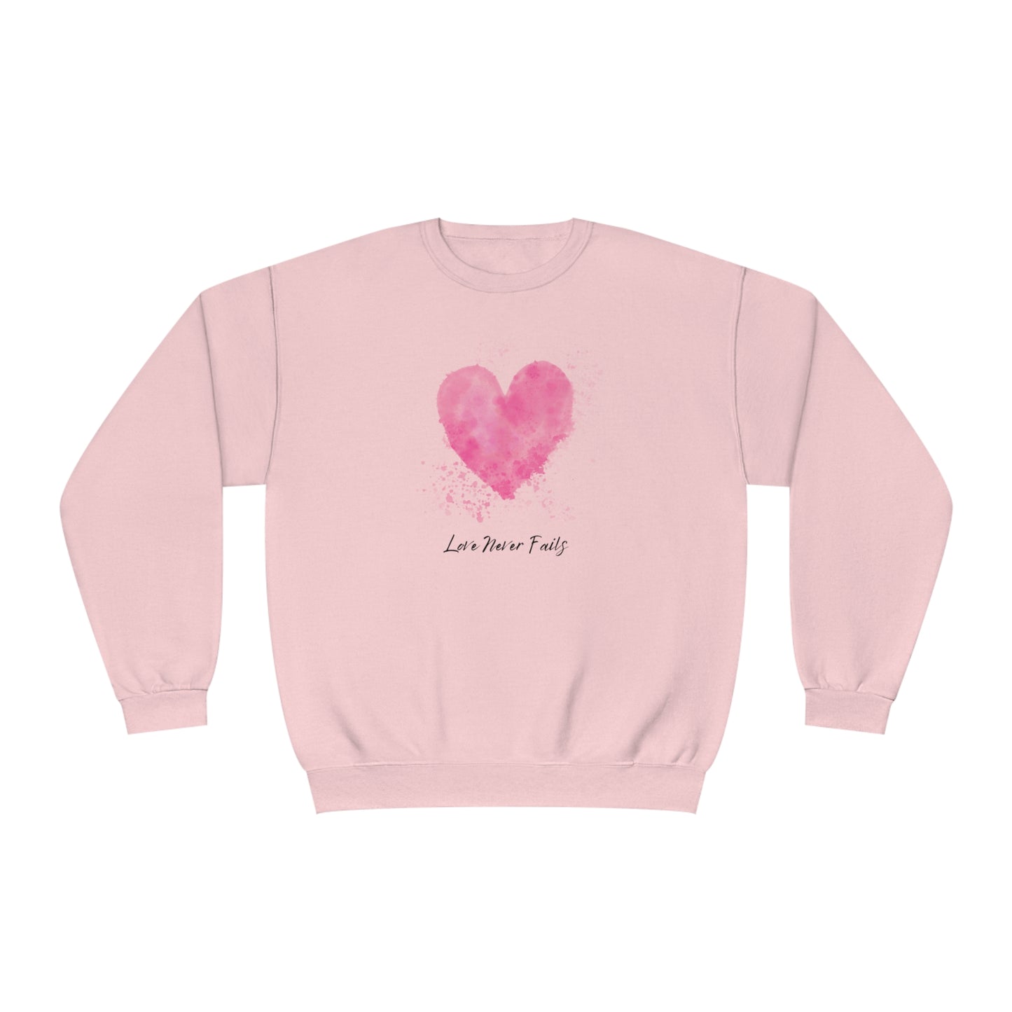 Love Never Fails Valentine's Day Crewneck Sweatshirt