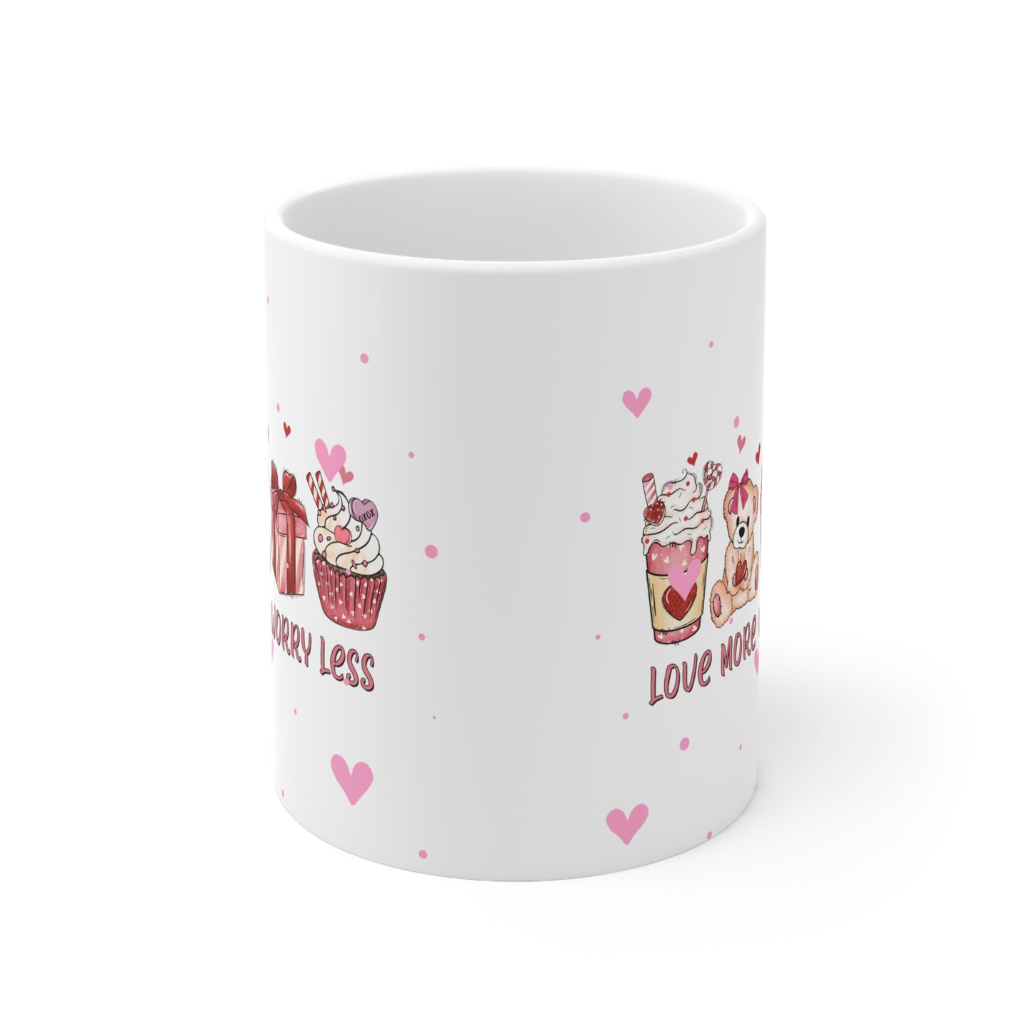 Love More Worry Less Valentine's Day Ceramic Mug 11oz