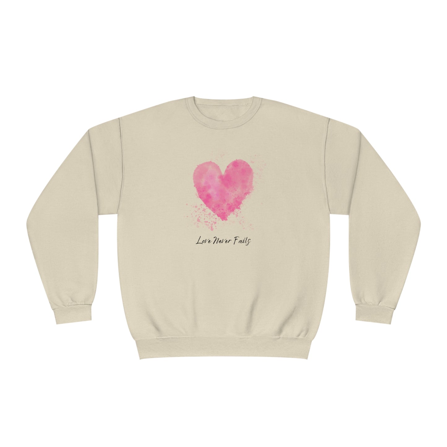 Love Never Fails Valentine's Day Crewneck Sweatshirt