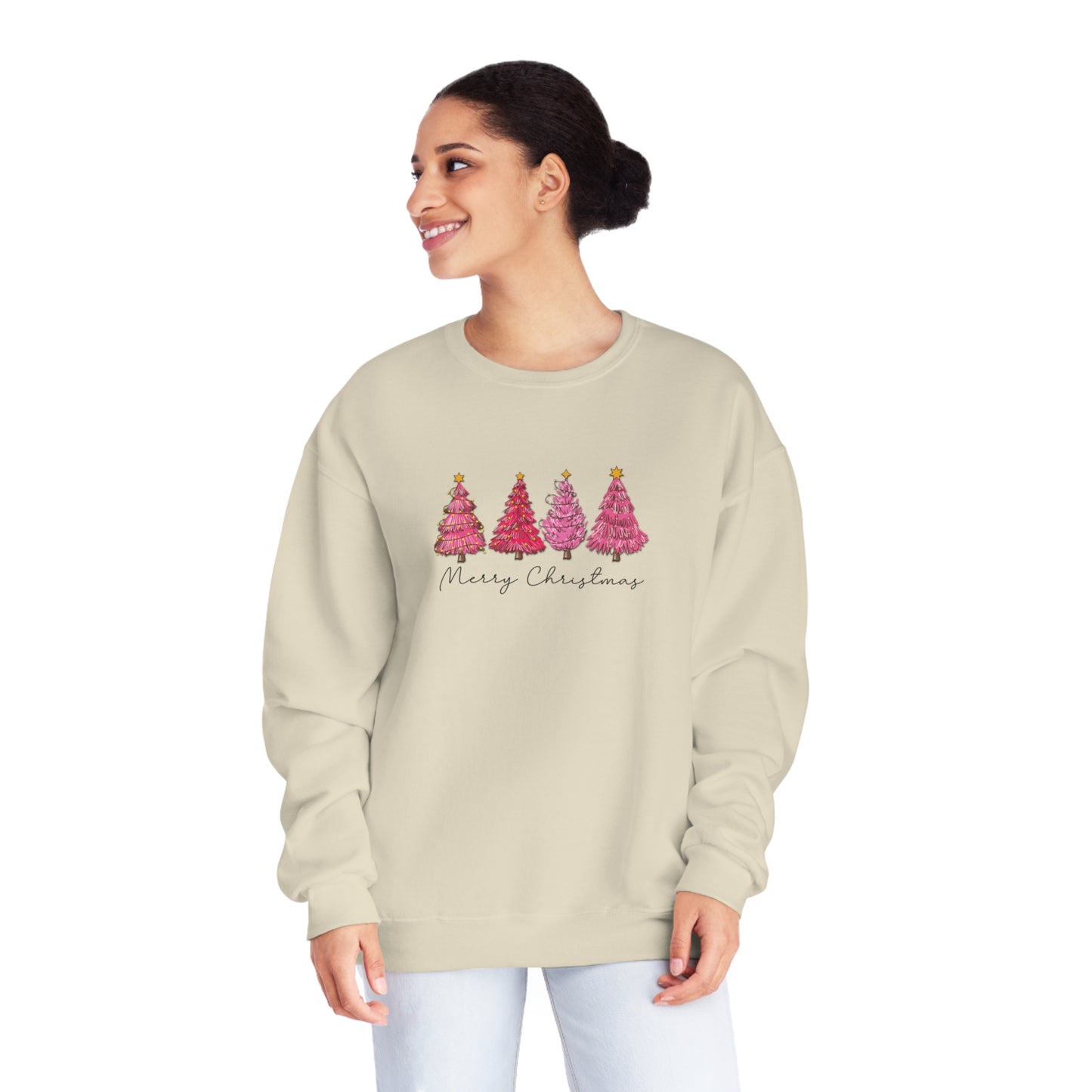 Pink Christmas Trees  Crewneck Sweatshirt