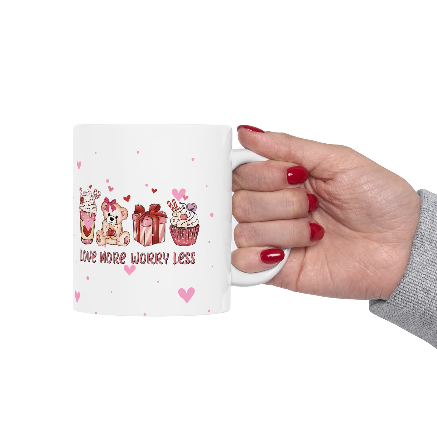 Love More Worry Less Valentine's Day Ceramic Mug 11oz