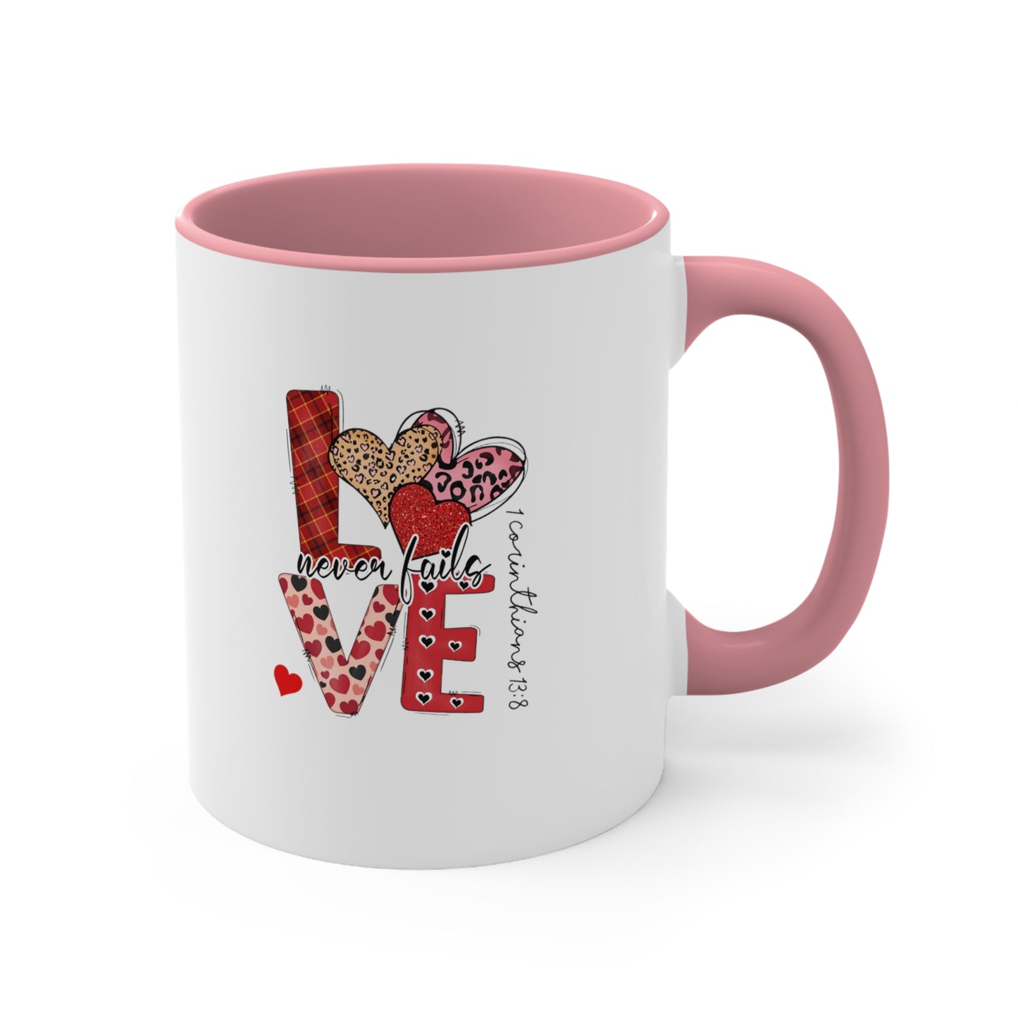 Love Never Fails Accent Coffee Mug, 11oz