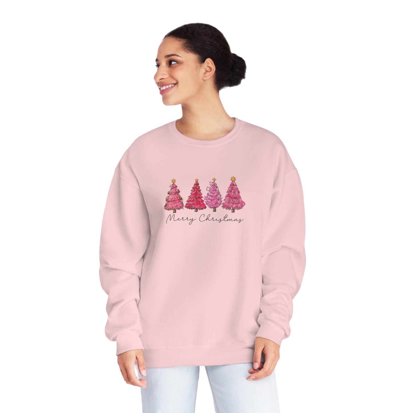 Pink Christmas Trees  Crewneck Sweatshirt