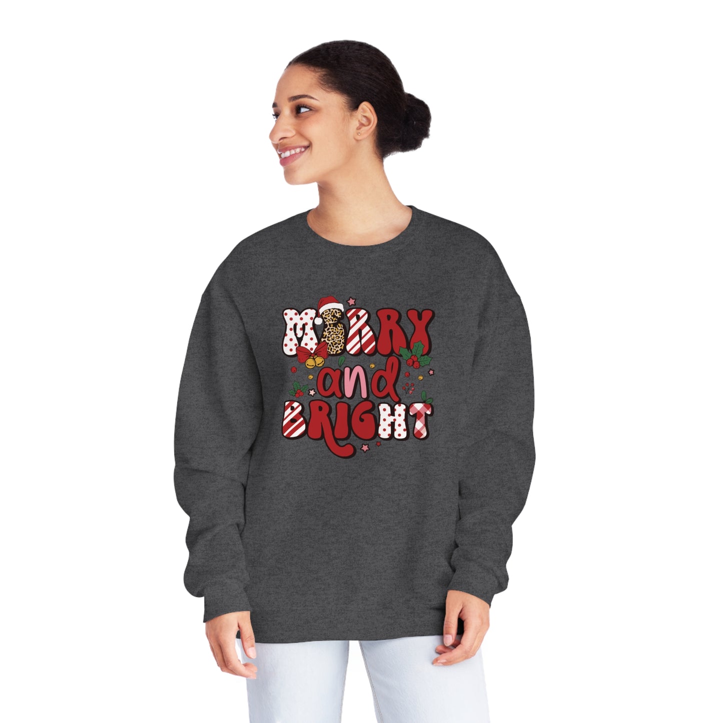 Merry and Bright Leopard Print Crewneck Sweatshirt