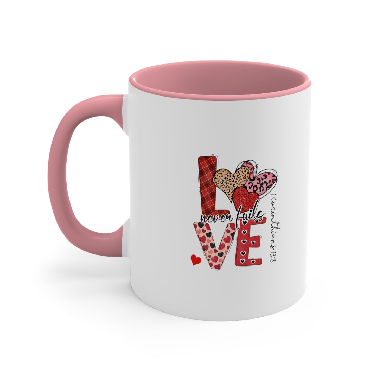 Love Never Fails Accent Coffee Mug, 11oz