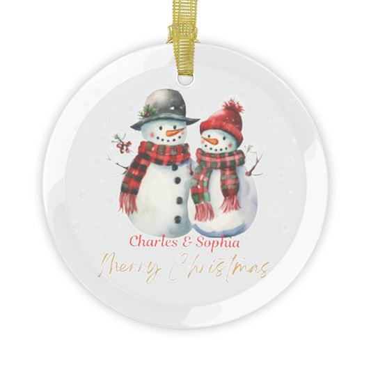 Personalized Snowman Christmas Glass Ornaments