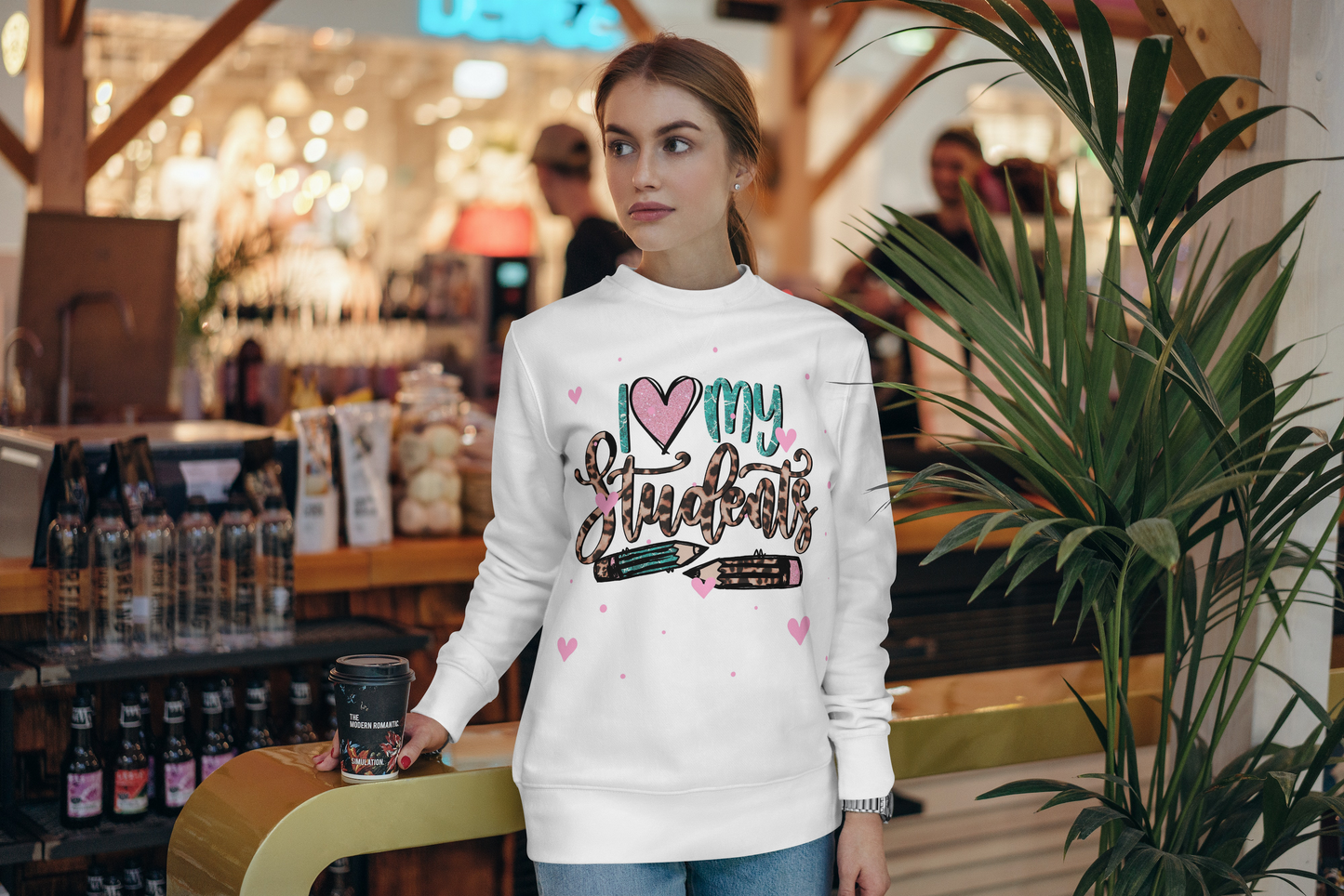 I love my students Valentine's Day Crewneck Sweatshirt