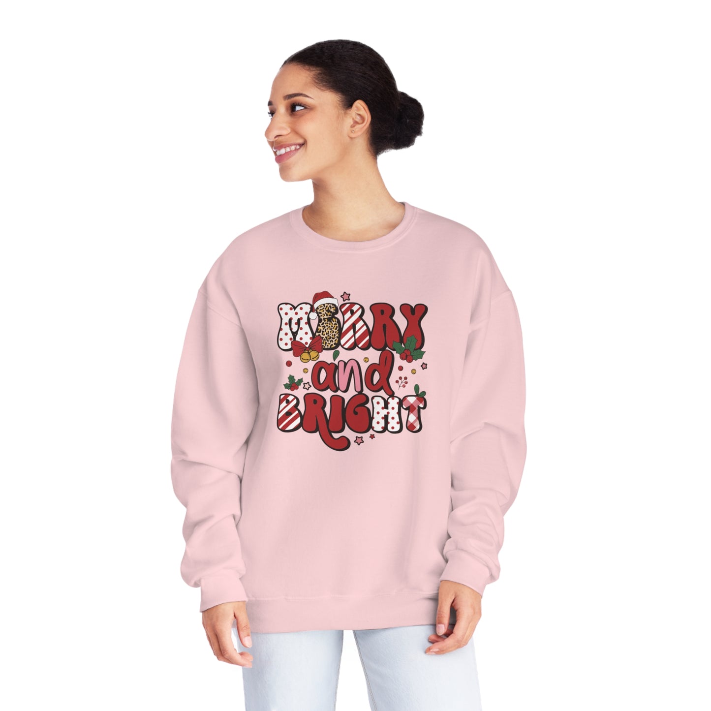 Merry and Bright Leopard Print Crewneck Sweatshirt