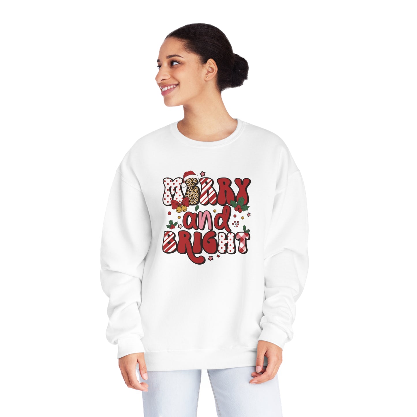 Merry and Bright Leopard Print Crewneck Sweatshirt