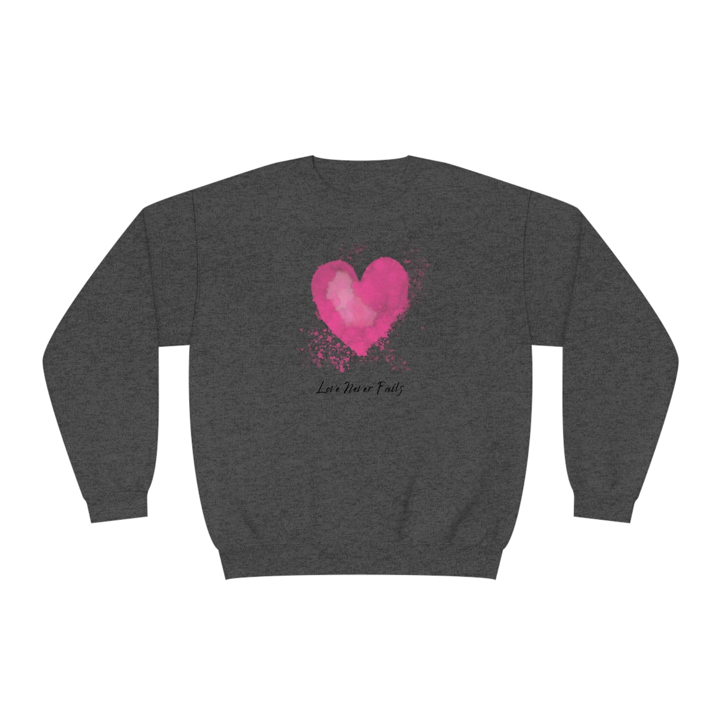 Love Never Fails Valentine's Day Crewneck Sweatshirt