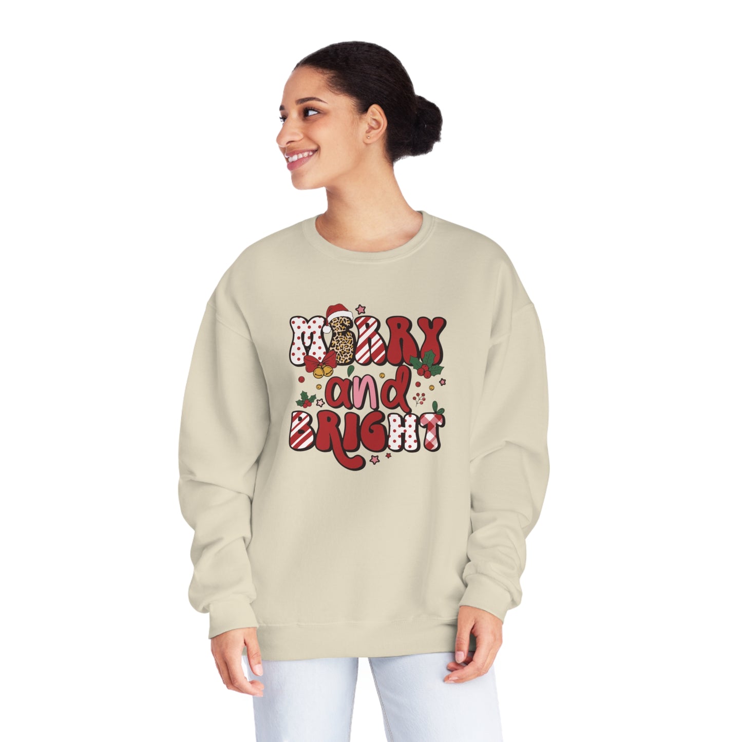 Merry and Bright Leopard Print Crewneck Sweatshirt