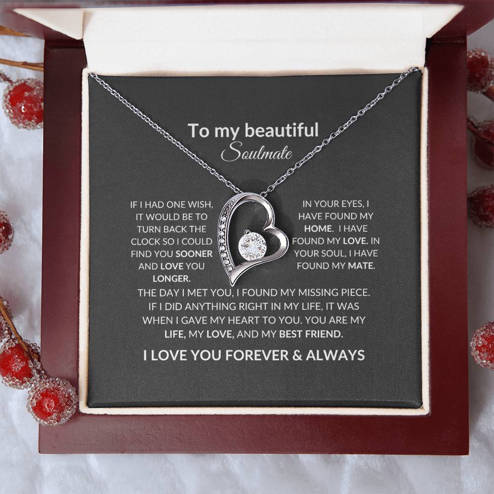 Forever Love Necklace with Soulmate Personalized Message Card