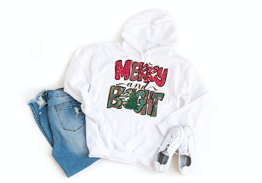 Merry and Bright Christmas Pullover Hoodie