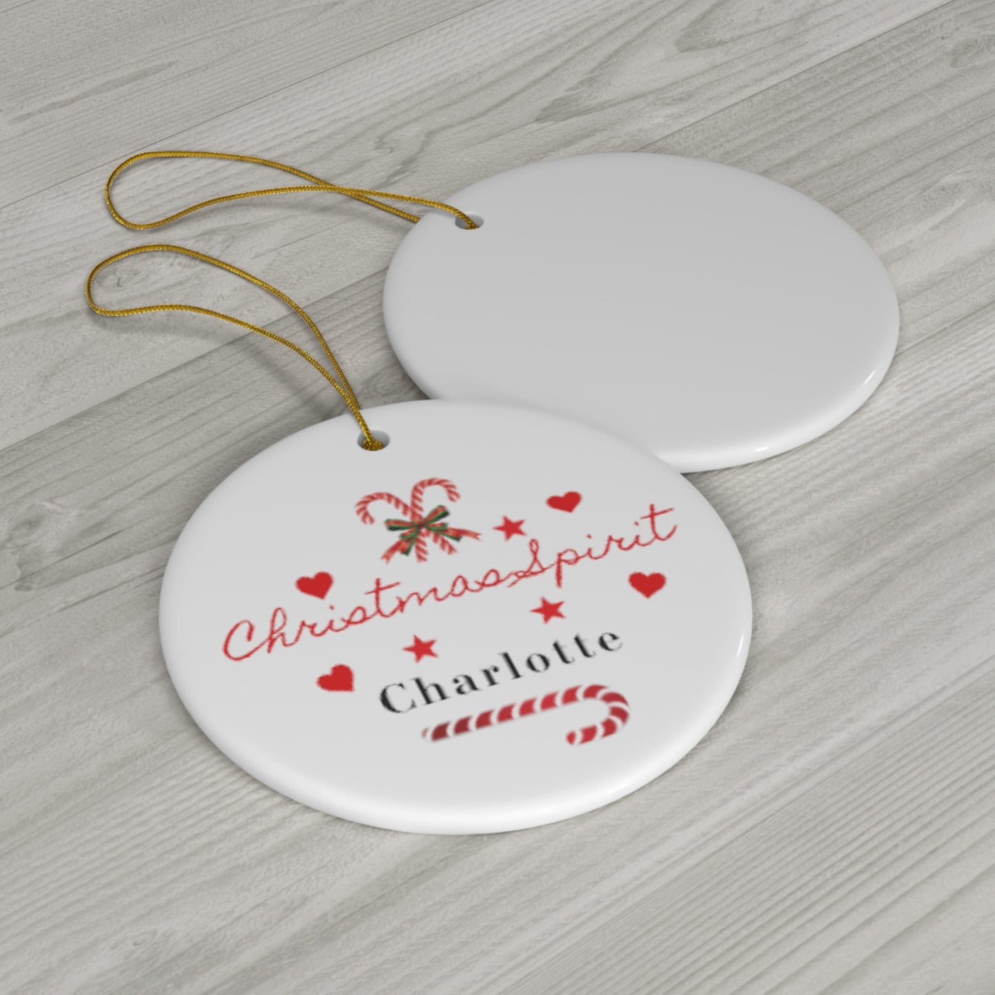 Personalized Christmas Spirit Ceramic Ornament