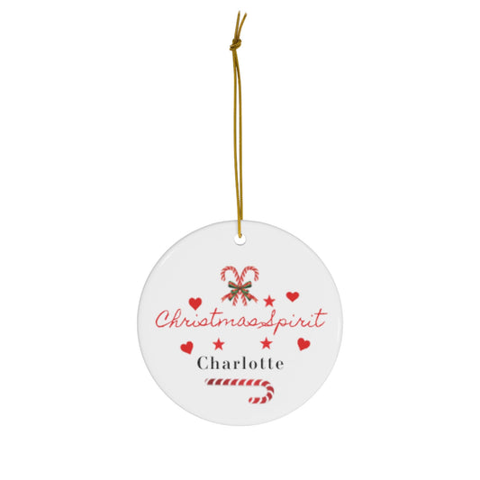 Personalized Christmas Spirit Ceramic Ornament